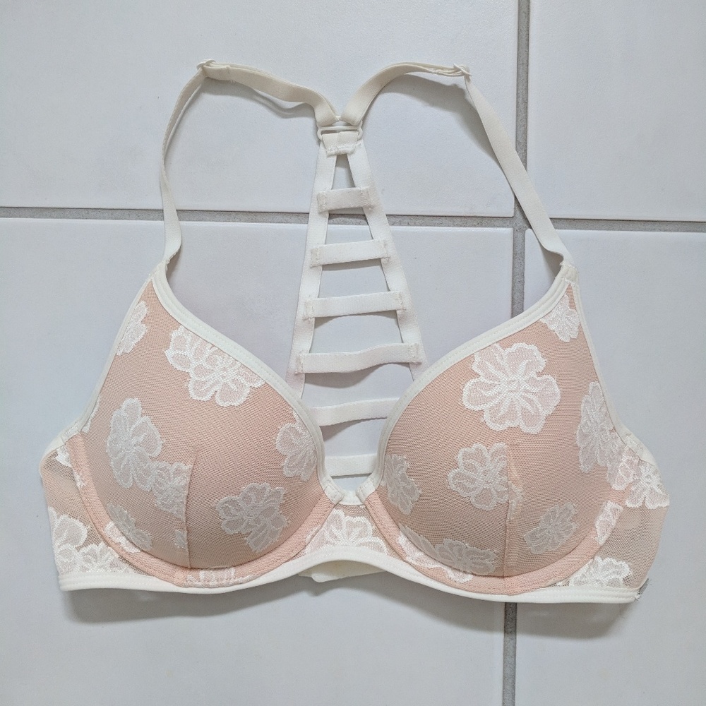 Nude and Lace Racer Back Bra